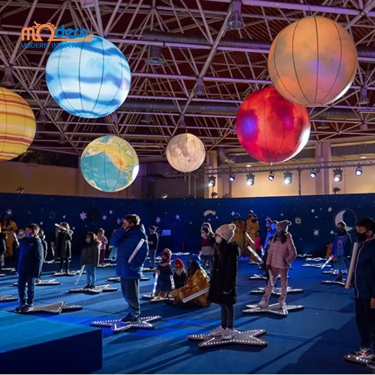 Hot sale giant inflatable planet for decoration, large led inflatable hanging planets