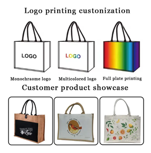 Sac fourre-tout en jute écologique personnalisé avec poignée en cuir, sac à bandoulière en toile de jute avec étiquette - Product Image 3