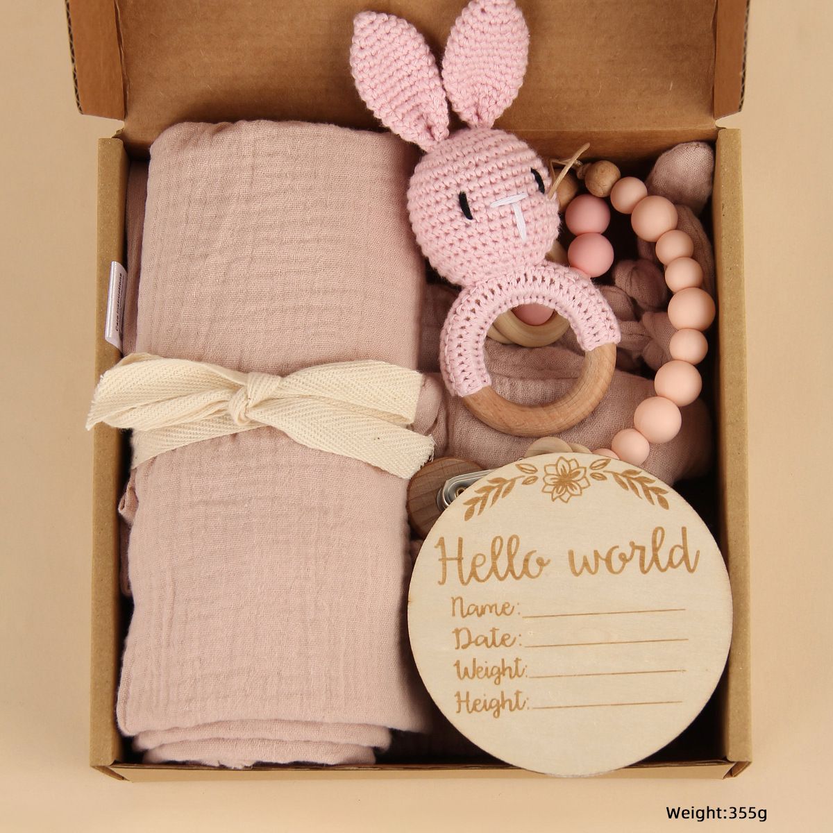 Caja de regalo de conejito rosa
