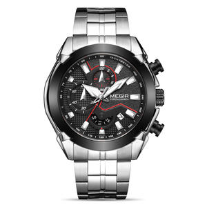 Reloj para hombre, esfera grande, cronógrafo, reloj de pulsera luminoso, resistente al agua, correa de acero, reloj de cuarzo - Product Image 2