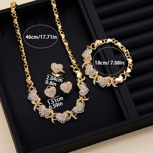 Nouveaux produits, bijoux en zircon plaqué or, ensembles de bracelets et de bagues pour femmes, ensembles de bijoux collier et boucles d'oreilles, ensembles cadeaux - Product Image 3
