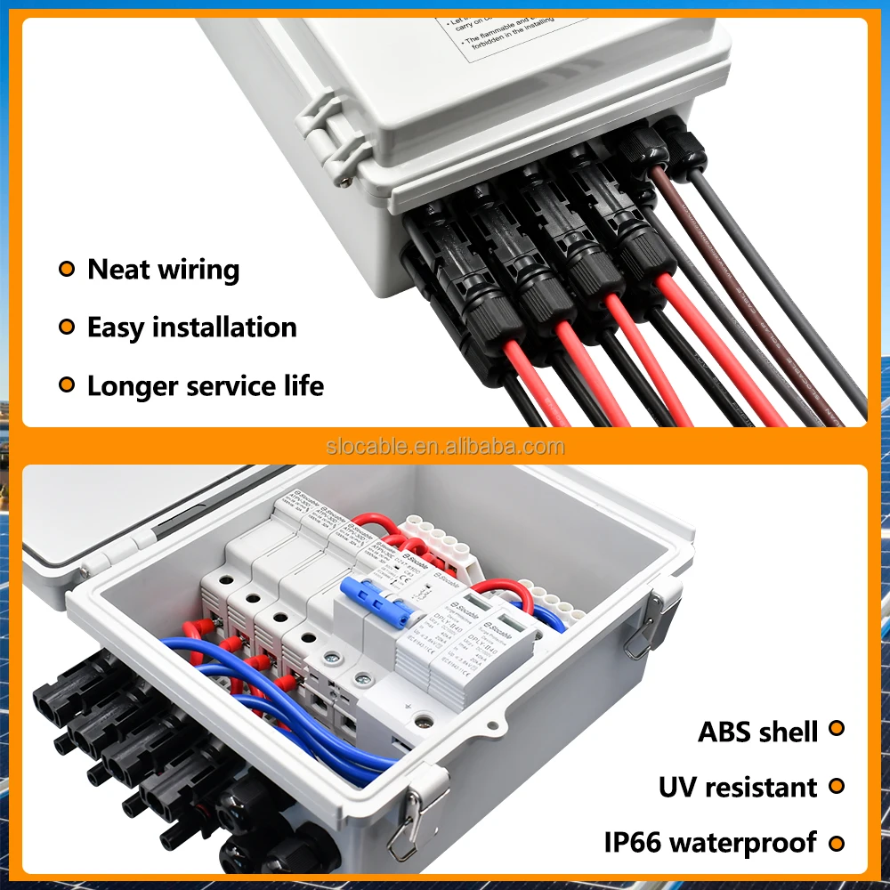 Slocable IP66 Waterproof UV Resistance 6 In 1 Out 6 Strings 15A 500V DC Solar PV Array Combiner Box for Solar System