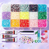 Kit Rhinestone Jelly AB Flatback 3mm, SS6 SS10 SS16 Rhinestone Berkilau untuk Dekorasi DIY Casing Ponsel, Pakaian & Pakaian Tari