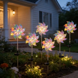 Lampe <span class=keywords><strong>solaire</strong></span> LED extérieure étanche RGB multicolore en forme <span class=keywords><strong>de</strong></span> <span class=keywords><strong>moulin</strong></span> à vent pour pelouse, parc, allée, portail, sécurité, aménagement paysager et événements - Product Image 3