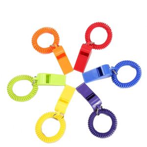 Low Price Custom Logo Sport Whistle With Bracelet Colorful Plastic Whistle <b>Spring</b> Coil Whistle for Sports Activities - Product Image 1