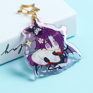 Porte-clés acrylique transparent personnalisé DIY dessin animé mignon conception d'anime impression numérique plastique différent promotionnel étanche - Product Image 3