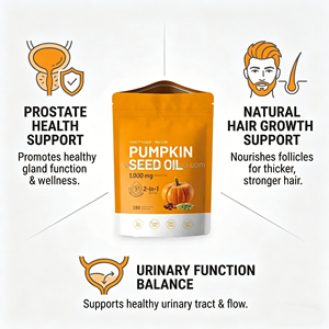 Huile de graines de <span class=keywords><strong>citrouille</strong></span> pressée à froid haute puissance et Saw Palmetto, formule 2-en-1, enrichie en Vitamine C, sans OGM, sans gluten, capsules de soutien urinaire - Product Image 6