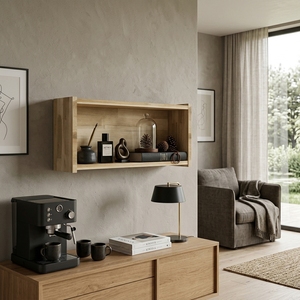 Estante Flotante de Pared de Madera Maciza, Estilo Moderno y Minimalista, Vitrina Rectangular - Product Image 3