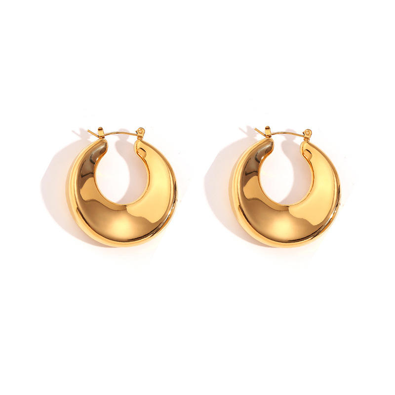2023 New Arrival Anti Tarnish Jewelry Hollow Out Chunky Hoop Earrings for  Women 18k Gold Plated Metallic Chunky Earrings
