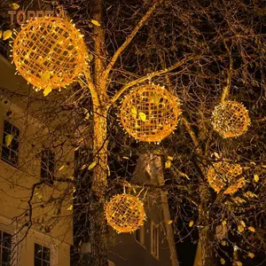 TOPREX सजावट 3d क्रिसमस गेंद क्षेत्र आउटडोर घटना के लिए आकृति गेंद रोशनी फांसी पेड़ सजावट