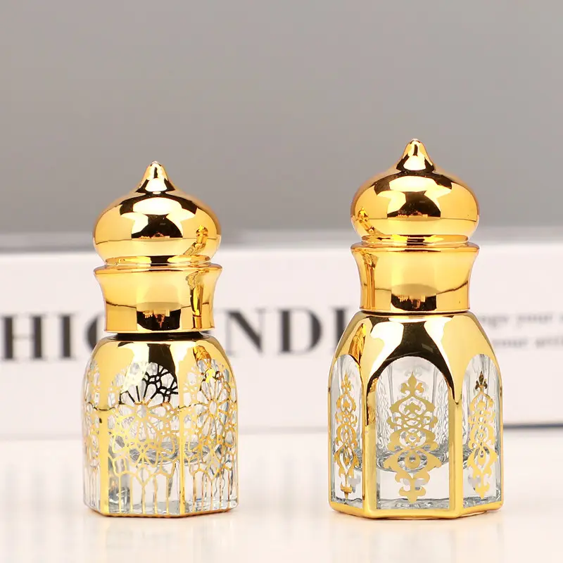 3ml 6ml Mini Glass Empty Container Essential Oil Refillable Gold Roller Perfume Bottle
