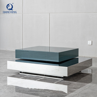 Table d'appoint rotative multifonction en acier inoxydable, moderne, avec miroir, carrée, design italien, en bois massif MDF pour hôtel