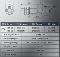 Capteur photoélectrique capacitif CR18-8DN2 avec interrupteurs de proximité, capteurs de haute qualité