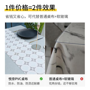 ผ้าปูโต๊ะพีวีซีสไตล์ชาติพันธุ์สกาย รูปทรงสี่เหลี่ยมผืนผ้า พิมพ์ลายกันน้ำ สำหรับใช้ในบ้าน ดีไซน์นอร์ดิก ลายตาข่าย พร้อมผ้าคลุมเก้าอี้ - Product Image 3