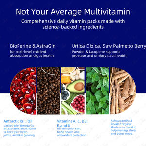 Paquete de Vitaminas Diarias para la Salud Total del Hombre, 22 Nutrientes Esenciales Todo en Uno, Aceite de Krill, Adaptógenos, Salud del Corazón, Intestino y Estrés, 30 Unidades - Product Image 4