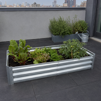 Kit de jardinière surélevée en acier galvanisé OEM, revêtement en poudre, écologique, résistant à la rouille, bac à légumes rectangulaire avec drainage