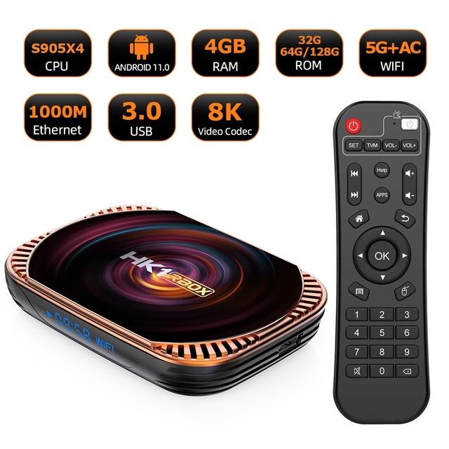 Original Popular MECOOL HK1RBOX X4 4K TV Box Android 11 Amlogic S905X4 CPU with RC 4GB+64GB TV BOX