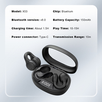Casque sans fil à conduction osseuse X53 Clip-On de haute qualité avec écouteurs à affichage numérique pour le sport