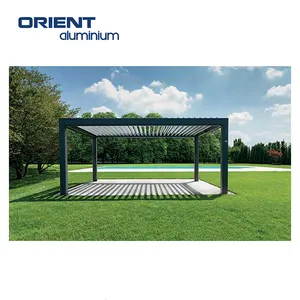 ORIENT 3x3 3x4 4x4 6x4m Fabrik Großhandel Moderne bio klimatische Garten Aluminium Louvered Pergola mit motorisiertem Bildschirm