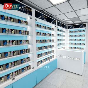 Tienda de tabaco Diseño de diseño interior Tienda de humo de madera Exhibición Hookah Vitrine Glass Showcase Dispensario Venta al por menor Soporte de exhibición de madera - Product Image 3