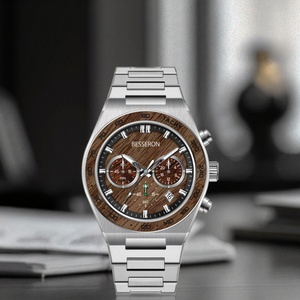 Relojes de Cuarzo Analógicos de Acero Inoxidable para Hombre, Nuevo Diseño, Esfera de Madera, Cristal Resistente, Estilo Lujoso, Importación Japonesa, Estilo Ejecutivo - Product Image 2