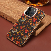 Étui de téléphone Denior Cork à imprimé floral avec cadre électro-plaqué, compatible avec la charge magnétique pour iPhone 15/14/13/12 Series
