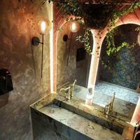 Dalles murales en granit soyeux doré naturel translucide de luxe pour la décoration intérieure et les halls d'entrée