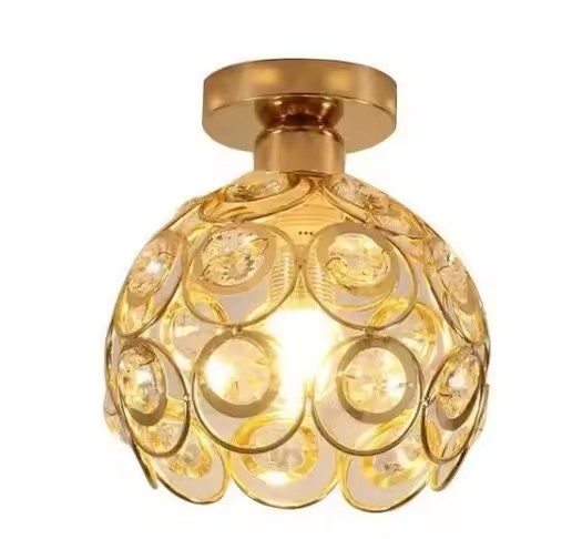 Plafond simple doré : rond 16x16x17cm