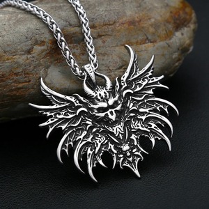 yunnique Stainless Steel Men's Pendant Necklace With Skull Wings Design For Gift - Product Image 2