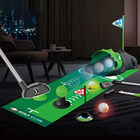 Ensemble de golf pour enfants en plastique amélioré avec retour automatique de balle et balles de golf à LED, 3 clubs, mini-golf intérieur/extérieur, jouet pour les enfants de 3 ans et plus