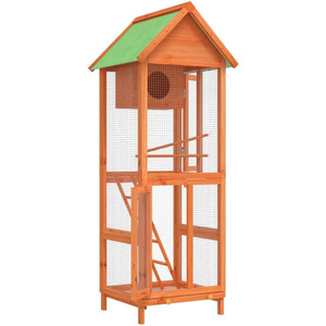 Jaula Grande para Pájaros de Madera de <span class=keywords><strong>Pino</strong></span> Sólido, Aviario para Pinzones, Canarios y Loros, Resistente a la Intemperie, Casa para Mascotas de Jardín con Nido - Product Image 6