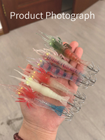 Leurre souple artificiel en PVC imprimé, imitation crevettes et calmars, avec hameçons, 10cm 9.5g, lumineux, pour poissons d'eau salée et loupes de lac