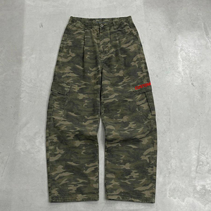 Custom Cotton Ripstop Twill Camo Cargo Pants Wide Leg Multi Pockets Embroidery Baggy Straight Tactical Skate Camouflage Pant <b>Men</b> - Product Image 1