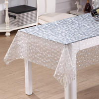 Nappe transparente en EVA RNPT, motif floral 3D en relief, imperméable, anti-rayures, pour table de salle à manger