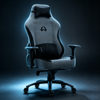 Chaise de bureau gaming en textile gris, velours doux, avec décoration latérale, fonction bascule, siège large et inclinable, pour la maison et le bureau