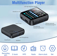Enregistreur vocal avec mot de passe, réveil, radio FM, lecteur de livres électroniques tout-en-un avec lecteur MP3 HIFI, jusqu'à 128 Go, 1536 Kbps