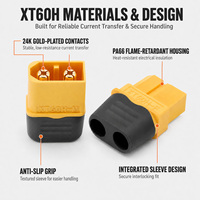 Connecteur XT60 & XT60H avec fil en silicone 12AWG, prise mâle-femelle plaquée or 30A 60A Peak pour batterie de drone UAV et robotique