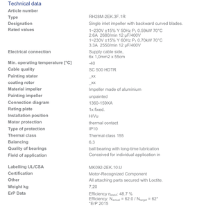 ZIEHL-ABEGG RH28M-2EK.3F.1R MKO92-2DK.10.U 3.9A 890W 460V AC 850W 3180RPM 2565m 3/H 280mm <span class=keywords><strong>ร</strong></span>อง<span class=keywords><strong>ร</strong></span>ับพัดลมระบายความ<span class=keywords><strong>ร</strong></span>้อน - Product Image 5