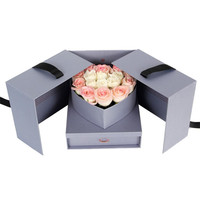 Caja de cartón abierta de doble puerta, cajón de papel de embalaje de regalo de flores con cierre de cinta