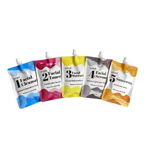 Skin care product packaging bag customized brand logo facial jelly liquid spout plastic bag