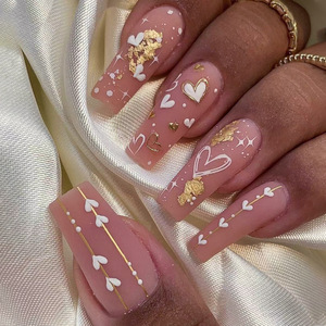 <span class=keywords><strong>Uñas</strong></span> Acrílicas Decoradas con Ojos de Gato Rosa para el Día de San Valentín, <span class=keywords><strong>Uñas</strong></span> Postizas Románticas con Estrellas de <span class=keywords><strong>Amor</strong></span>, Forma Almendrada, 24 Piezas - Product Image 6
