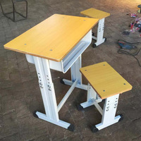 Meubles scolaires, pupitre simple pour salle de classe, structure en métal, plateau en bois, chaise d'élève avec tiroir à livres