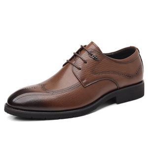Chaussures habillées en cuir pour hommes, style Oxford, à bout pointu, à lacets, semelle souple, pour mariage, printemps, affaires - Product Image 5