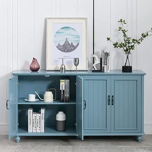 Houten Ladekast Lange Dressoir Buffetkast Te Koop In Blauwe En Witte Kleur - Product Image 3
