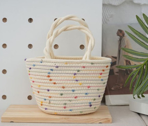 Bolso tejido de playa de viaje, cesta tejida, bolso de hombro, cuerda de algodón, tejido de ganchillo, macramé, Cubo de almacenamiento, bolsa de playa - Product Image 6