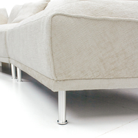 Canapé d'angle en tissu chenille moderne et minimaliste en forme de L avec pieds métalliques fins pour appartement et hôtel