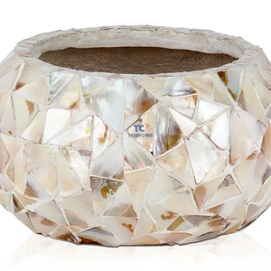 Jarrón con Incrustaciones de nácar natural, florero decorado con forma de triángulo - Product Image 2