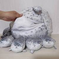 Peluche phoque mignonne Newstar Seal Pillow avec 4 bébés phoques en peluche dans son ventre, animaux en coton rembourrés, cadeau pour enfants