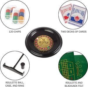 <span class=keywords><strong>Roulette</strong></span> de jeu réversible de 16 pouces Trademark Poker, jeu de <span class=keywords><strong>roulette</strong></span> et de blackjack avec 2 jeux de cartes en plastique, jetons en coton inclus - Product Image 5