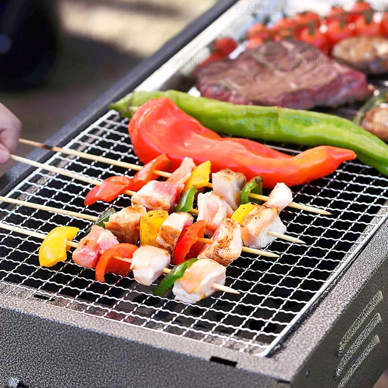 Accesorios de red para parrilla de barbacoa al aire libre, alfombrillas de malla para hornear, alambre para asar de acero inoxidable, red para parrilla de barbacoa